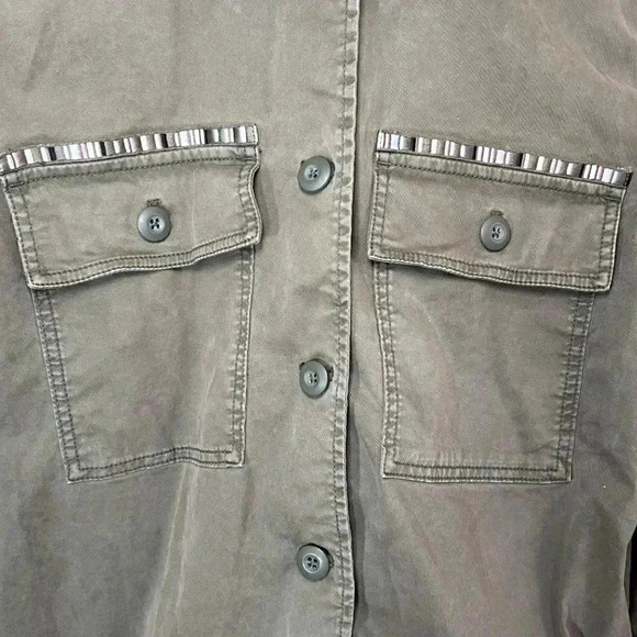 Gap Shacket Size Large Green Utility Cargo Women’s Shirt Jacket Utility Army - Picture 3 of 9